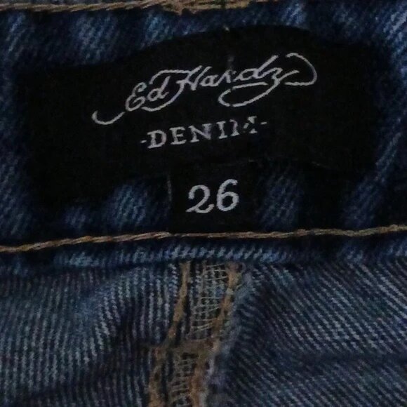 Ed Hardy Koi Fish Painted y2k Vintage Straight Leg Jeans - Picture 5 of 5